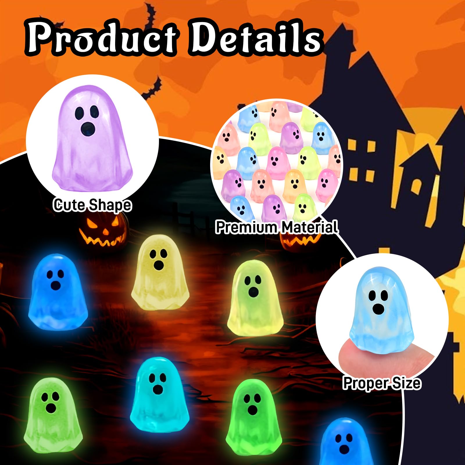 Feivando mini ghosts as vase fillers and craft accents
