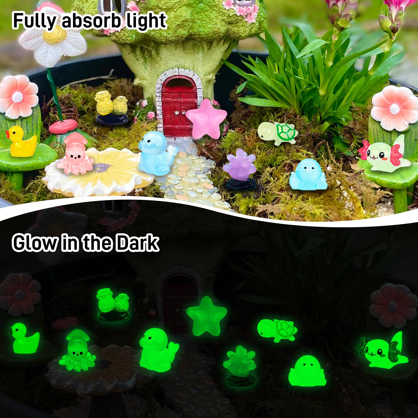 Feivando luminous manta ray figurine brightens shelves and aquatic dioramas after dark.