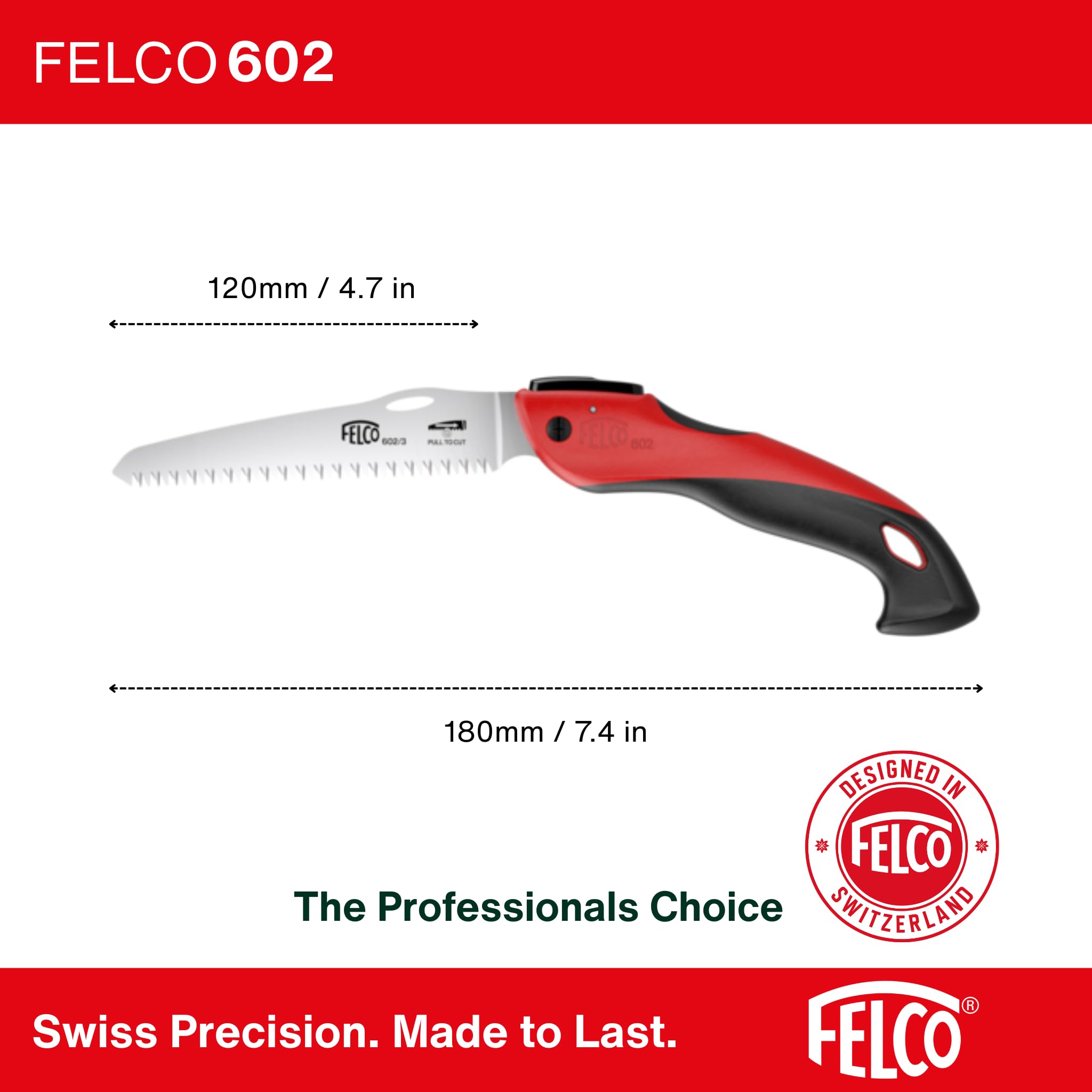 FELCO 602 blade locking system for safe transport and use