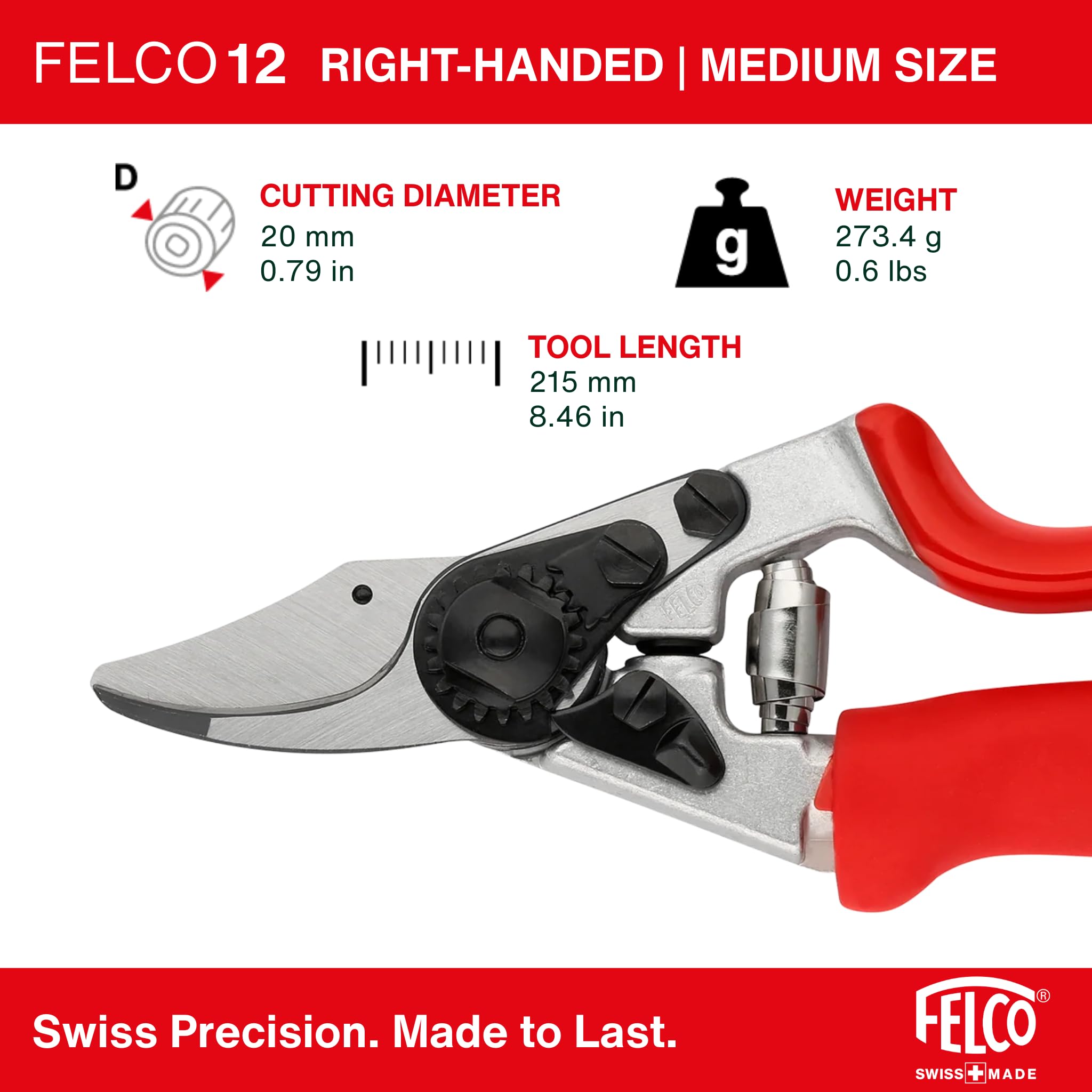 Felco F-12 micrometric adjustment knob enabling easy blade replacement