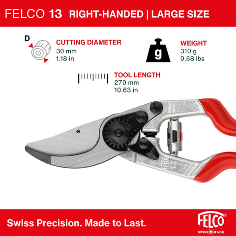 FELCO F-13 30mm cut diameter handles larger limb work easily.