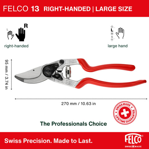 FELCO F-13 dual-handed use provides extra pruning power on thick branches.