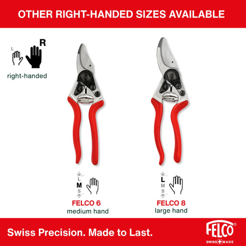 Felco F14 rubber dampers provide soft closing and wrist protection.