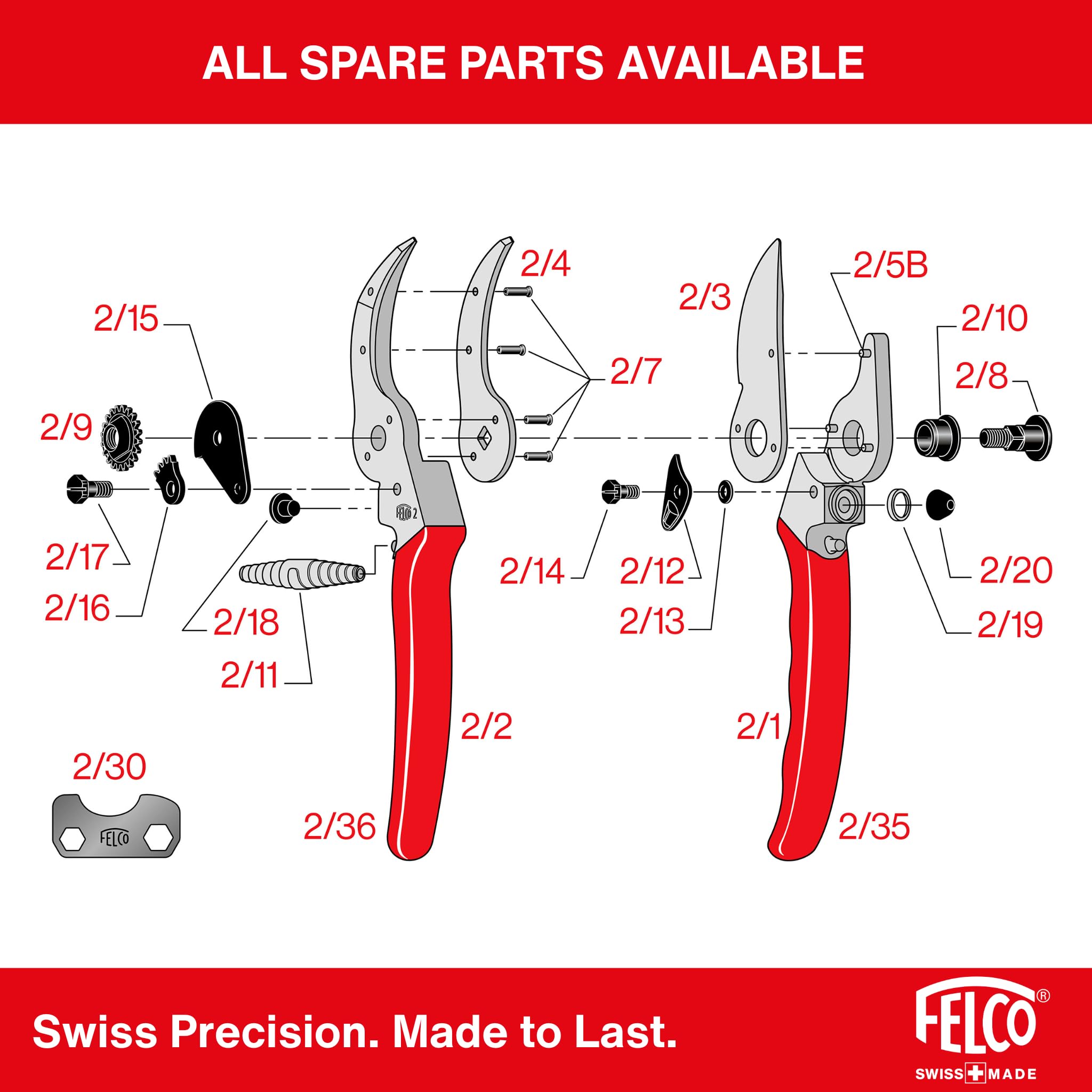 Felco F2 blade alignment adjustment helps precise cuts.