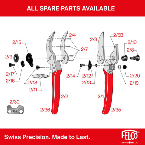 Felco F2 blade alignment adjustment helps precise cuts.