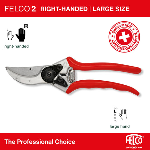 Felco F2 ergonomic handle design promotes comfortable pruning sessions.