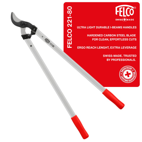 FELCO F221-80 curved bypass blade cuts branches cleanly for precise pruning