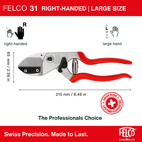 FELCO F31 left- and right-handed ergonomic design for comfort