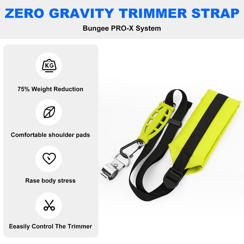 Felhood weed eater strap illustrating the Zero Gravity BUNGEE PRO-X system for a lighter feel.