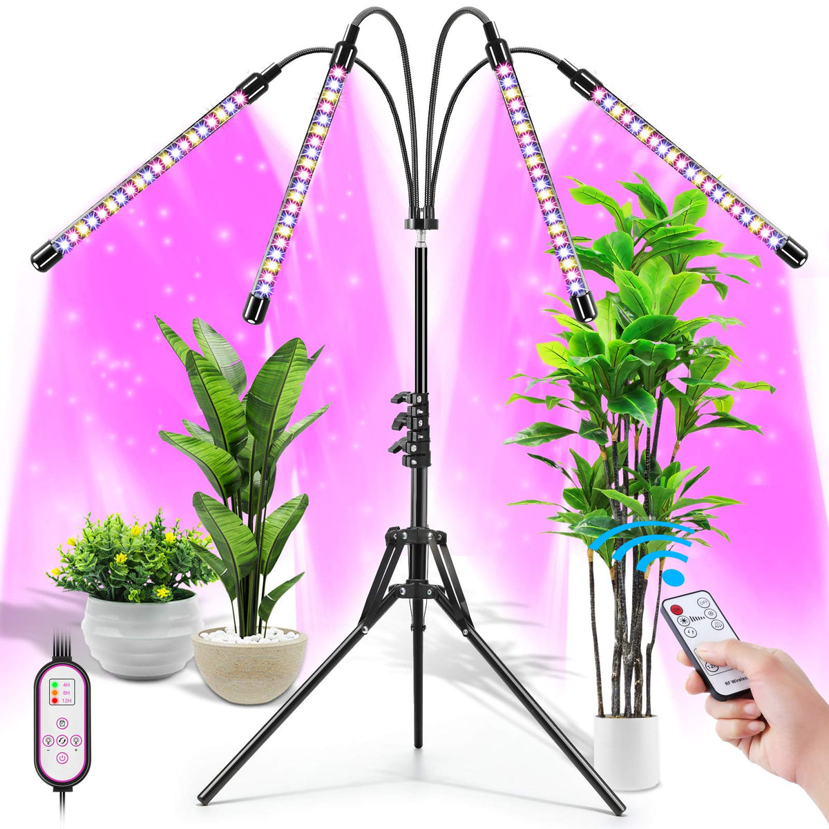 Felibeaco full spectrum grow light displaying balanced red blue and warm yellow LEDs for indoor plants