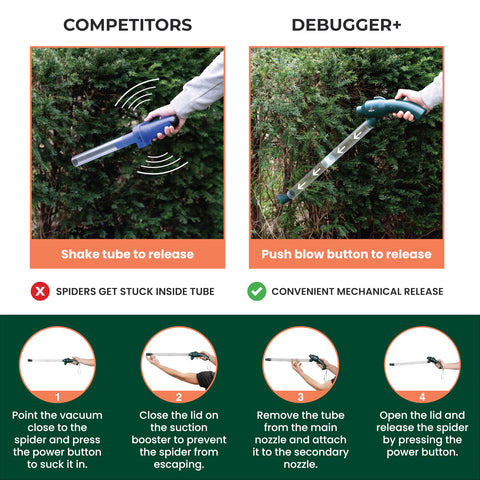 Felyne Debugger+ long handle reaches insects from a safe distance.