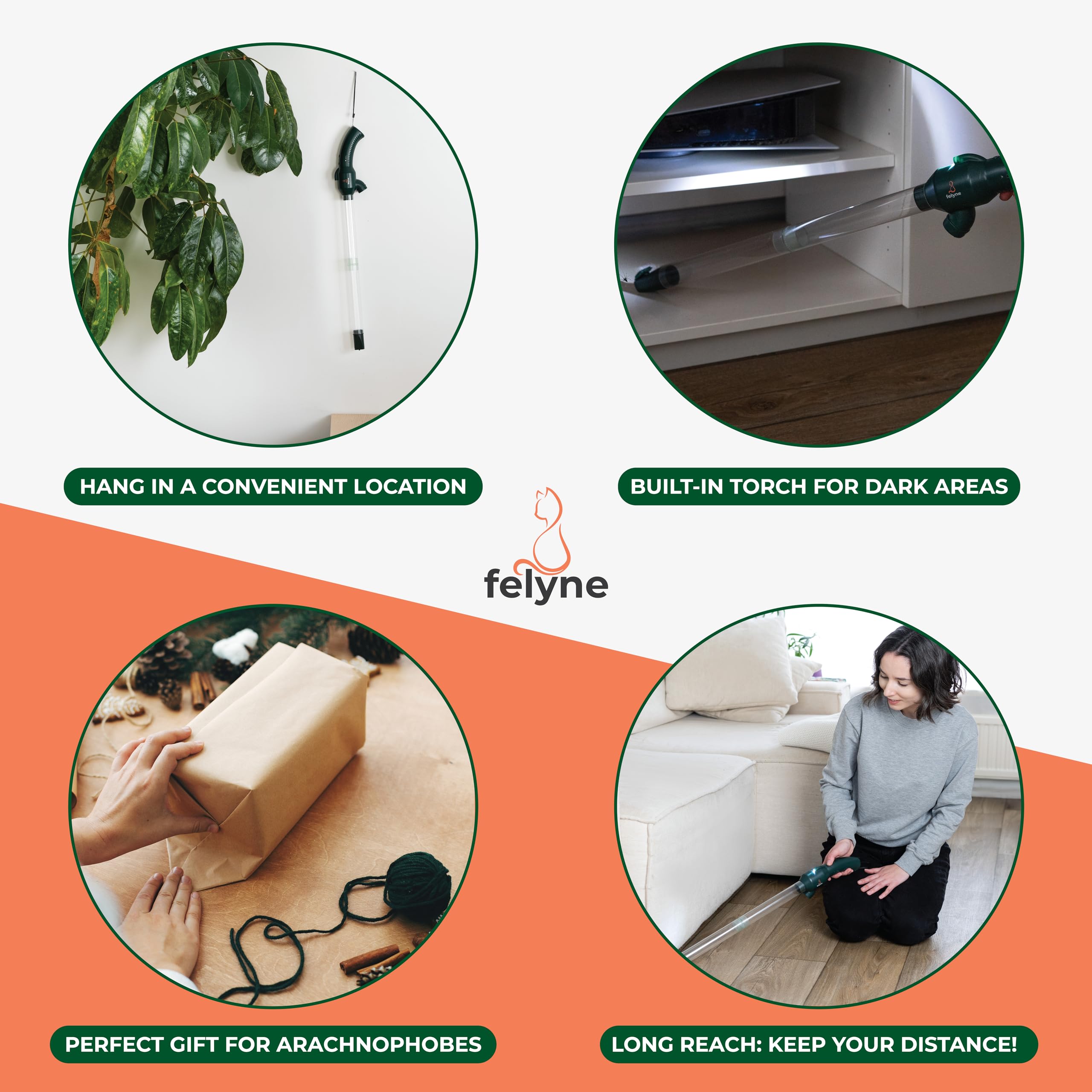 Felyne Debugger+ strong suction safely captures delicate insects.