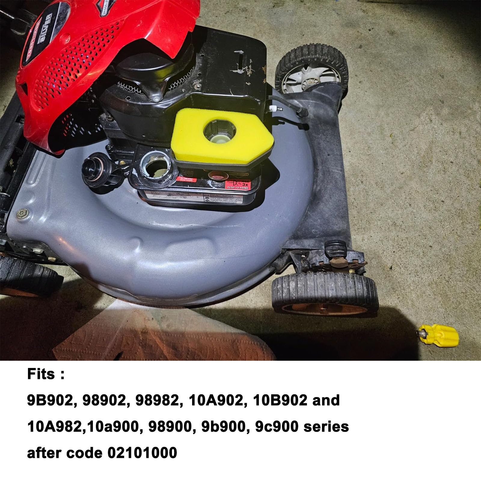Femory foam air filter fits Craftsman SPA8S1062853001, top view, reduces intake noise while maintaining power