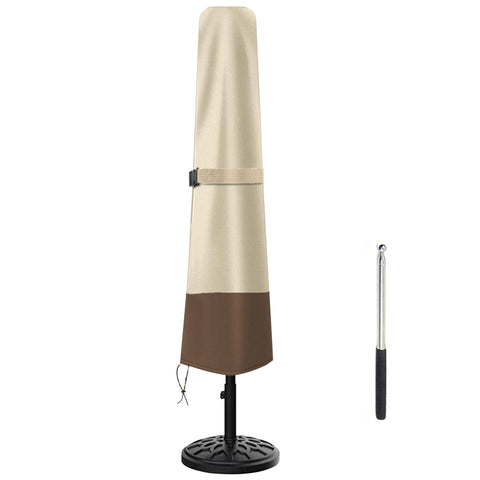 Femuar patio umbrella cover in 600D Oxford fabric shields parasol from sun and rain.