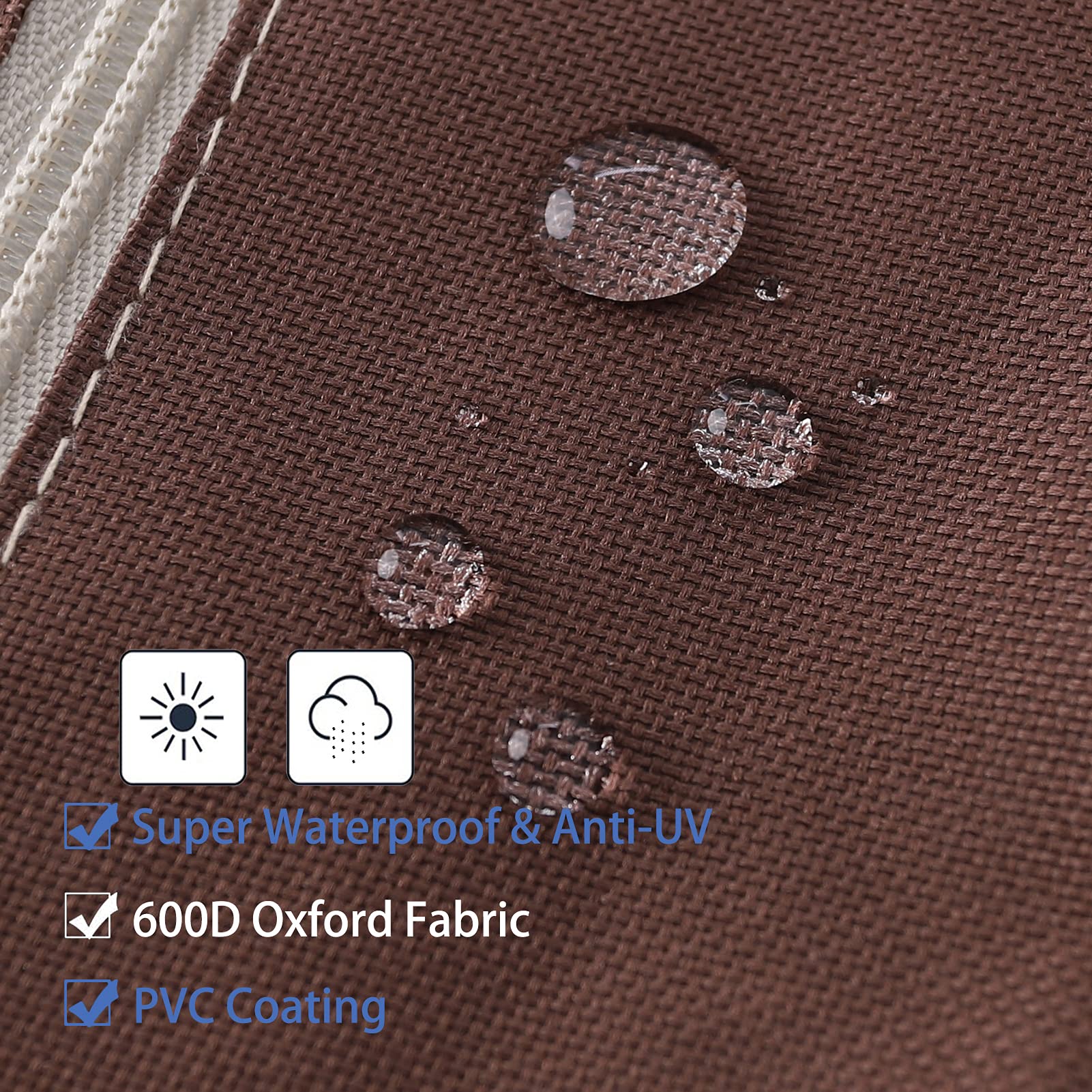 Femuar umbrella cover close-up shows tough, tear-resistant fabric.