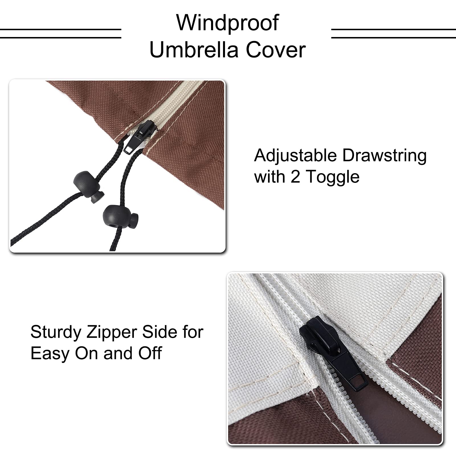 Femuar umbrella cover with waterproof PVC coating blocks moisture while preserving color.