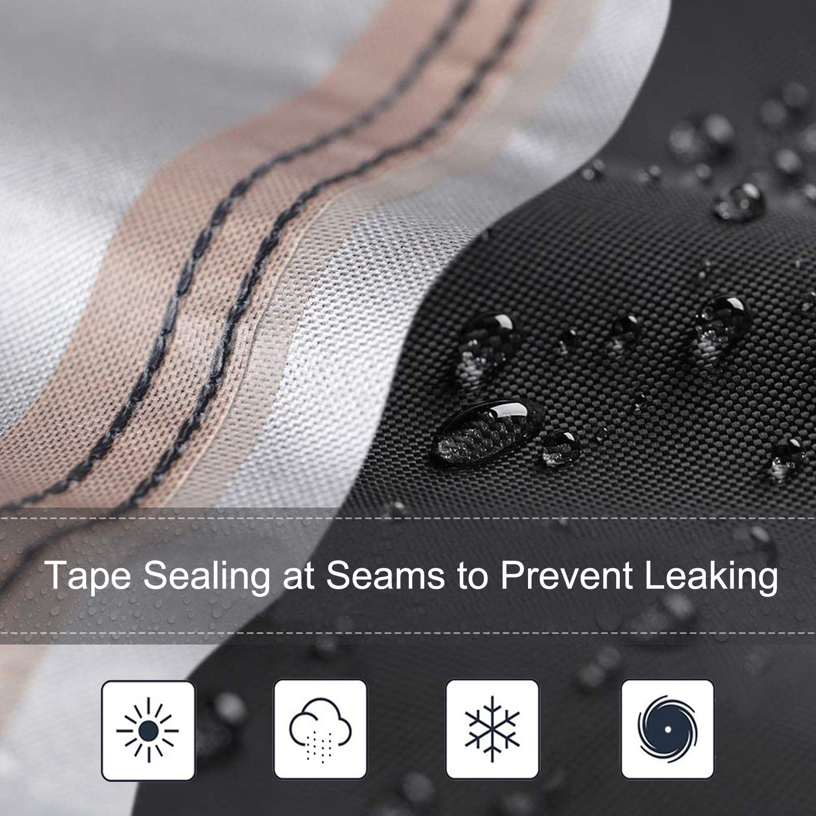 Femuar umbrella cover highlighting waterproof strip design to guard against rain and dust.