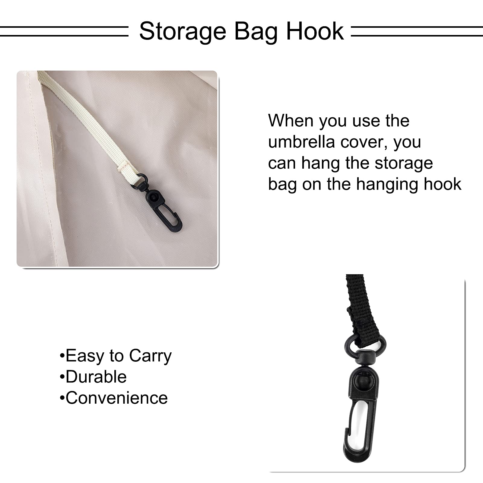 Femuar cover's wind-resistant strap keeps the parasol secure during windy days.