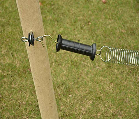 FENCE SHOCK weatherproof gate handle in use shows reliable electric fencing link.