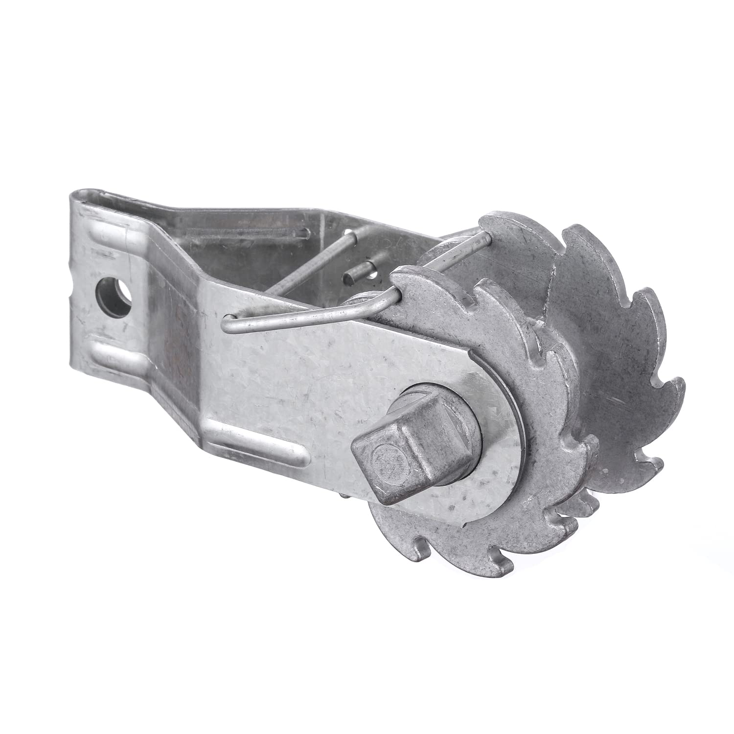 Fence Shock wire ratchet tensioner keeps wires secure during grazing rotations.
