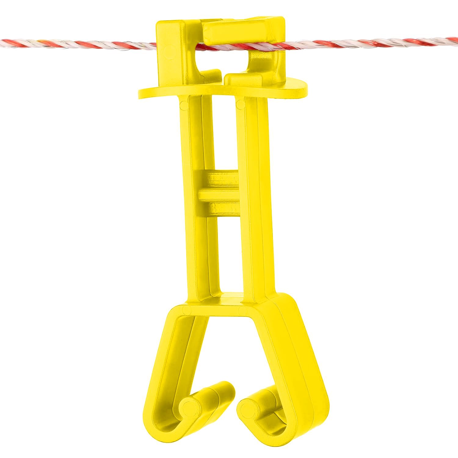 Fence Shock yellow plastic insulator adds visibility and reliable insulation on fences.