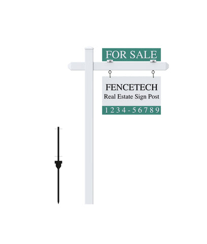 FENCETECH 57 inch vinyl post in white for durable real estate signage