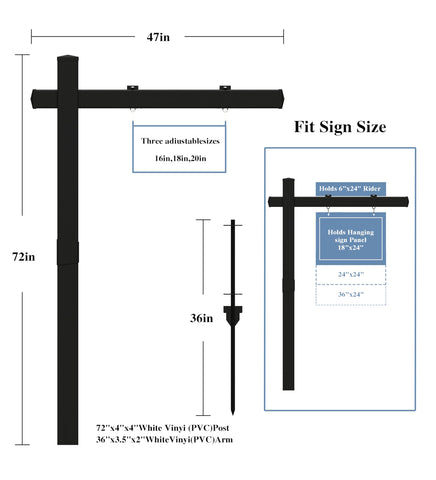 FENCETECH 47-inch arm holds up to 36-inch signs for listings