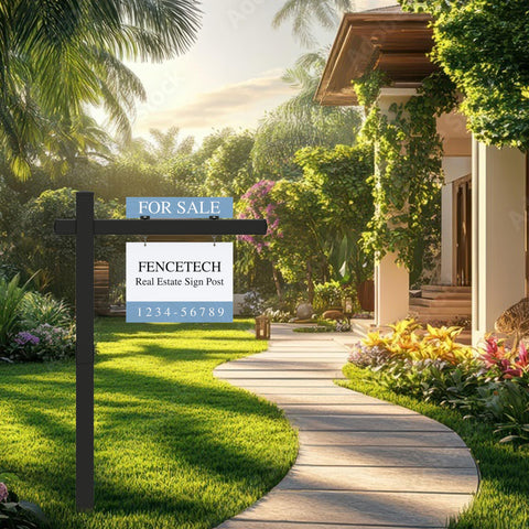 FENCETECH black post complements property exteriors and signage colors