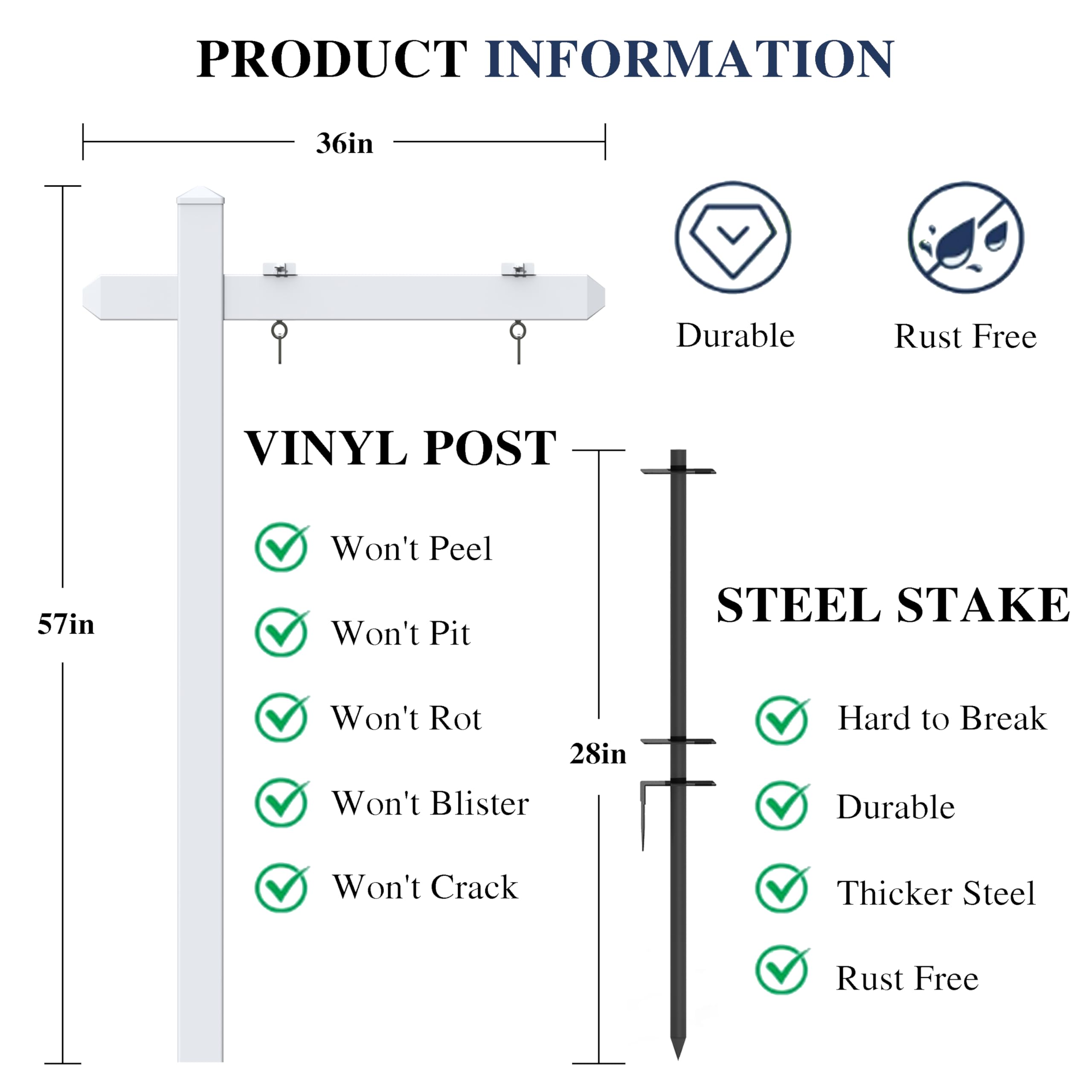 White FENCETECH realtor yard sign post installed in a lawn