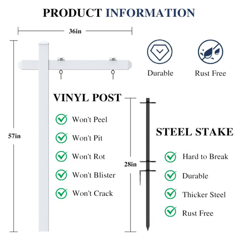 White FENCETECH realtor yard sign post installed in a lawn