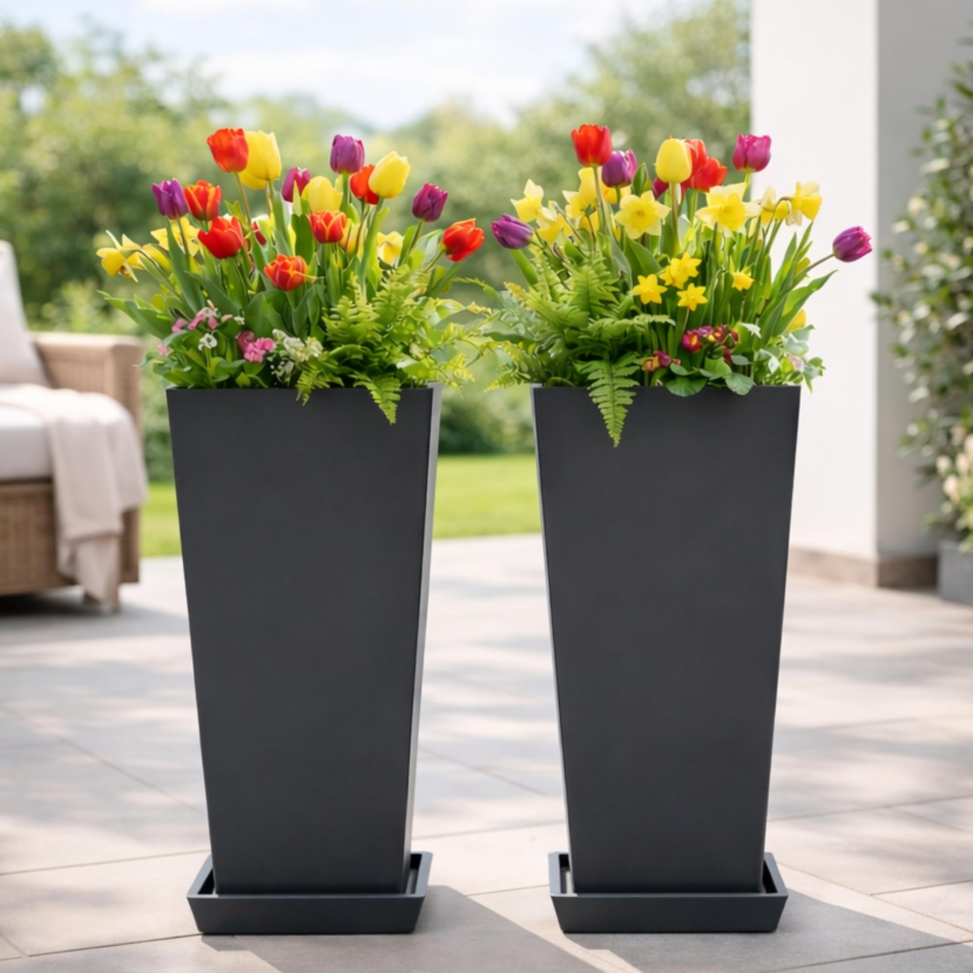 FENCY tall planter 24-inch outdoor features a clean, modern silhouette for porches.