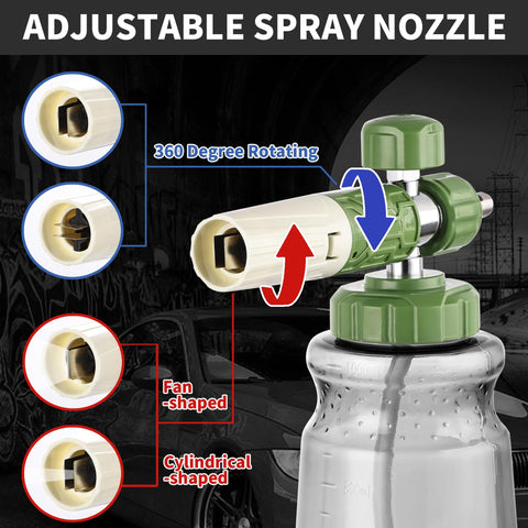 Premium hardware of FENG PAI foam cannon on a pressure washer.