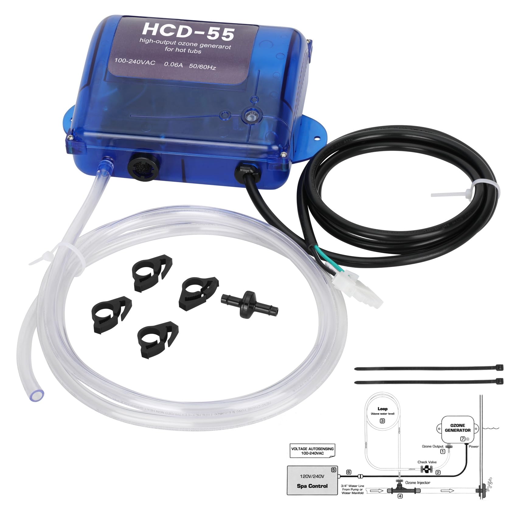 Fengind HCD-55 spa ozone kit installed in a hot tub for clean water