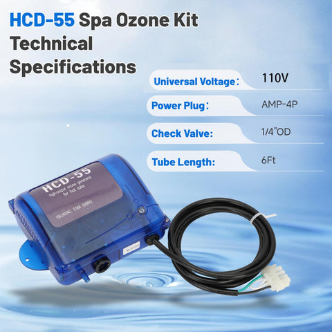 Package contents of Fengind HCD-55 spa ozone kit for DIY setup