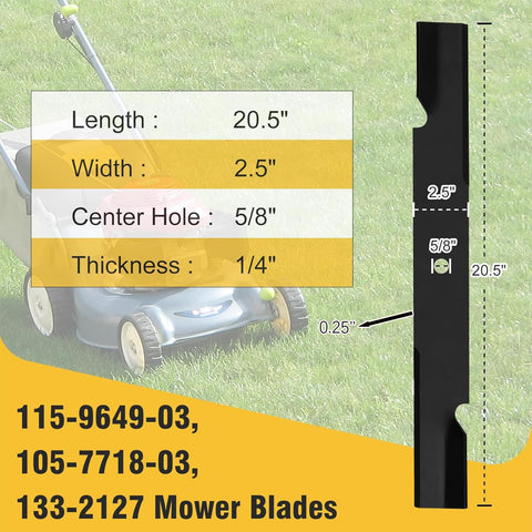 Three-pack Fengind blades with spiral ends for efficient mowing and longer life.