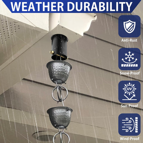 Fengone rain chain installation outdoors combines beauty with efficient rainwater guidance.