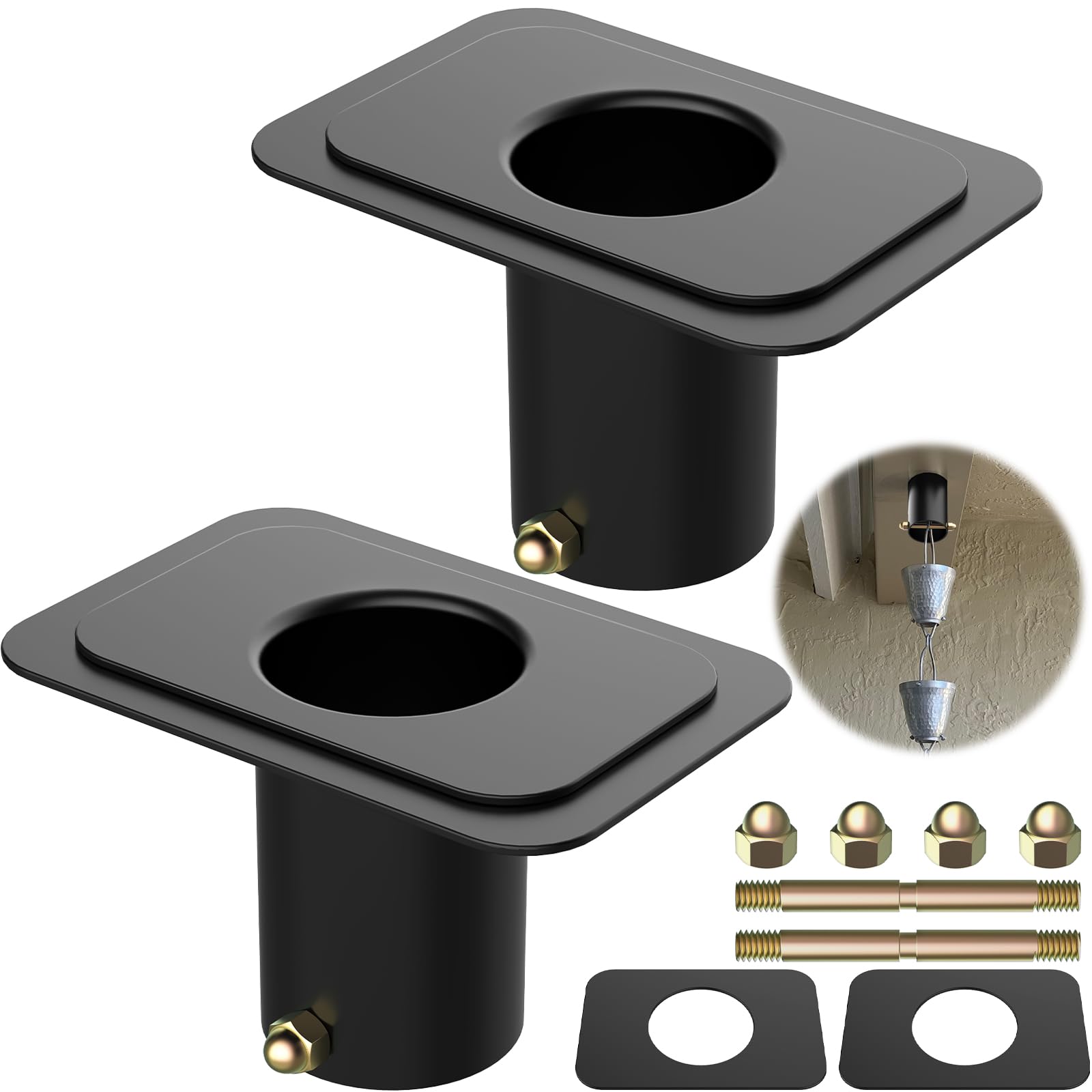 Fengone rain chain gutter adapter top view showing precise fit for stable drainage.