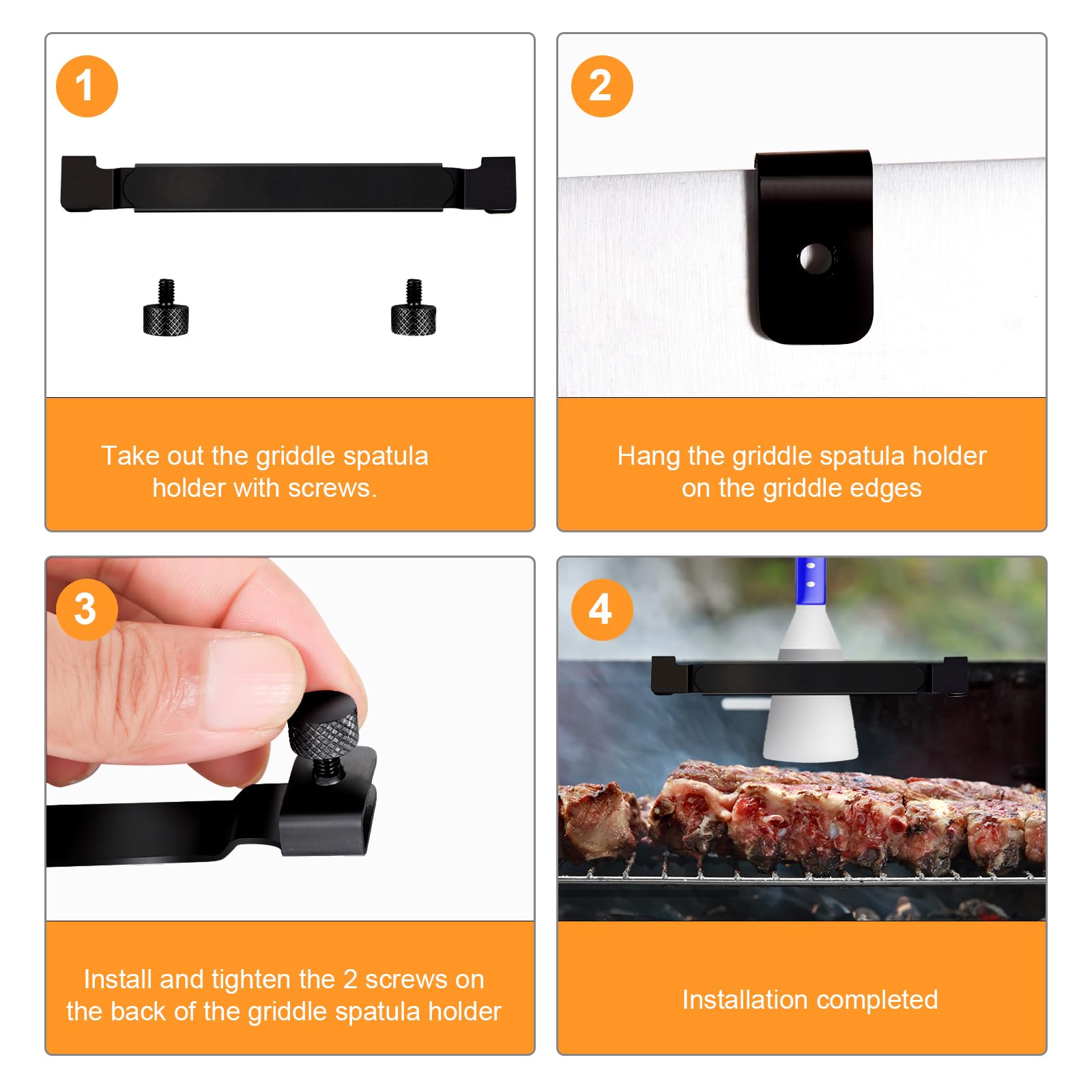 FENGWANGLI griddle tools holder with knurled screws for secure attachment.