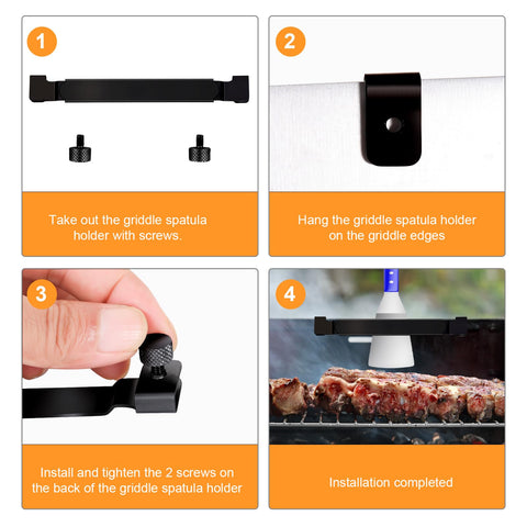 FENGWANGLI griddle tools holder with knurled screws for secure attachment.