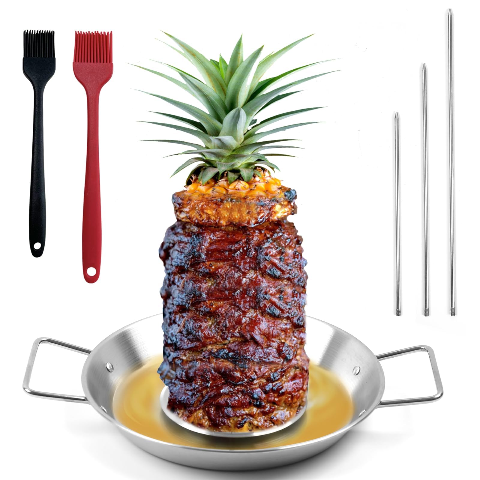 Fengzhe Al Pastor vertical skewer stand with 3 spikes supports even layering for tacos and shawarma.