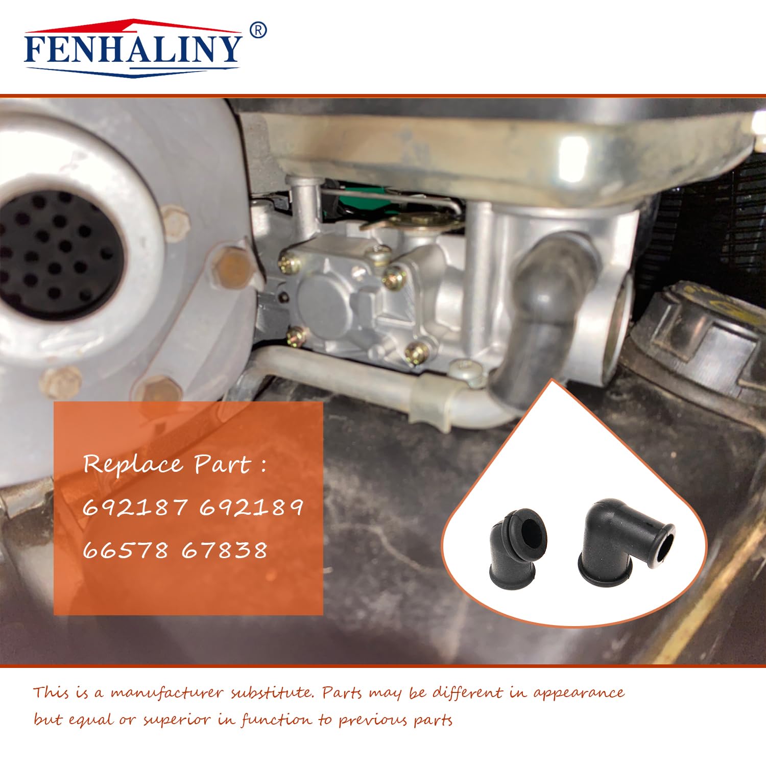 Fenhaliny breather tube grommet kit with 90-degree connector for flexible routing