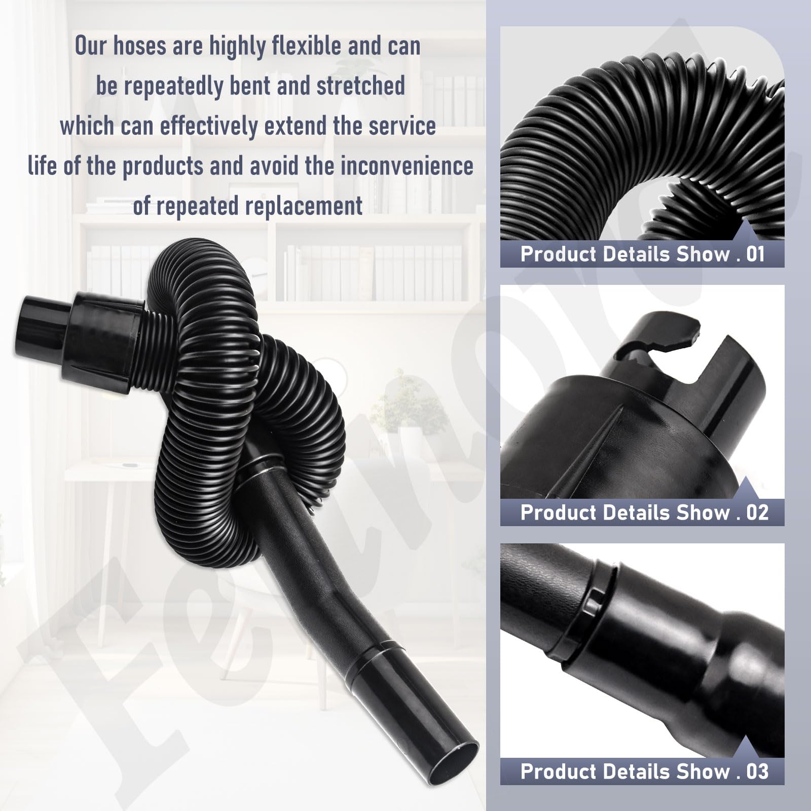 Fennoral BB1000 hose replacement provides reach to clean under shelves and couches.