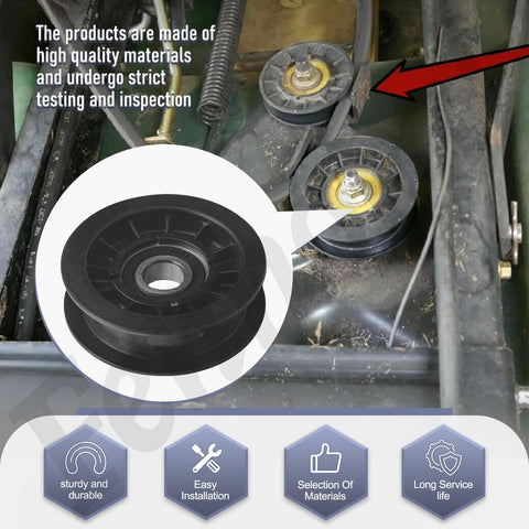 Fennoral V-Idler pulley kit compatibility list confirms broad John Deere model coverage.