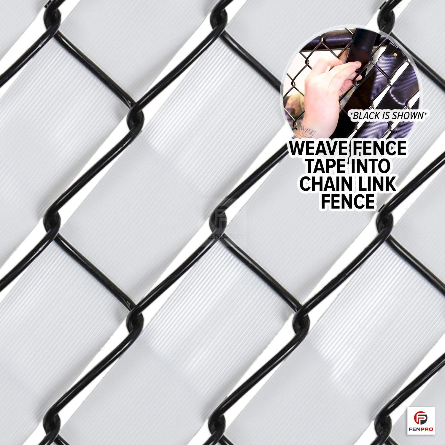 Pet-friendly Fenpro privacy tape reducing visibility in a dog-friendly yard.