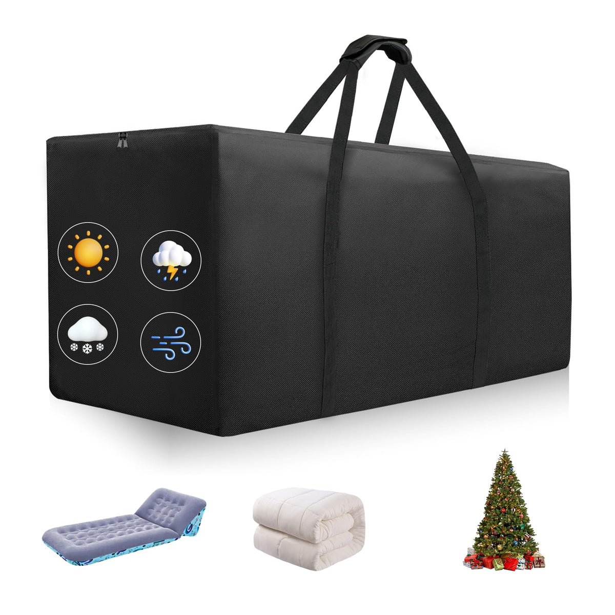 Fentiff outdoor cushion storage bag showing large main compartment for cushions