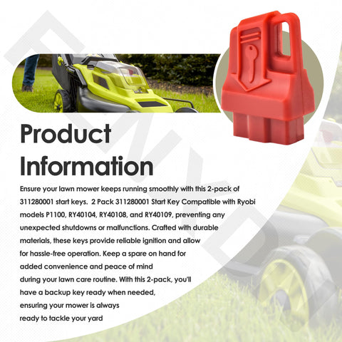 FENXDN start key for Ryobi 40V mower—reliable ignition replacement.