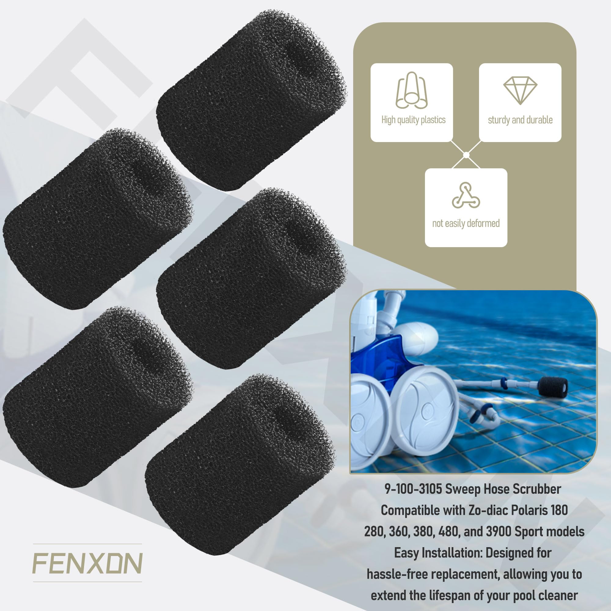 FENXDN sweep hose scrubber for Polaris 380 supports durable hose scrubbing during cleaning