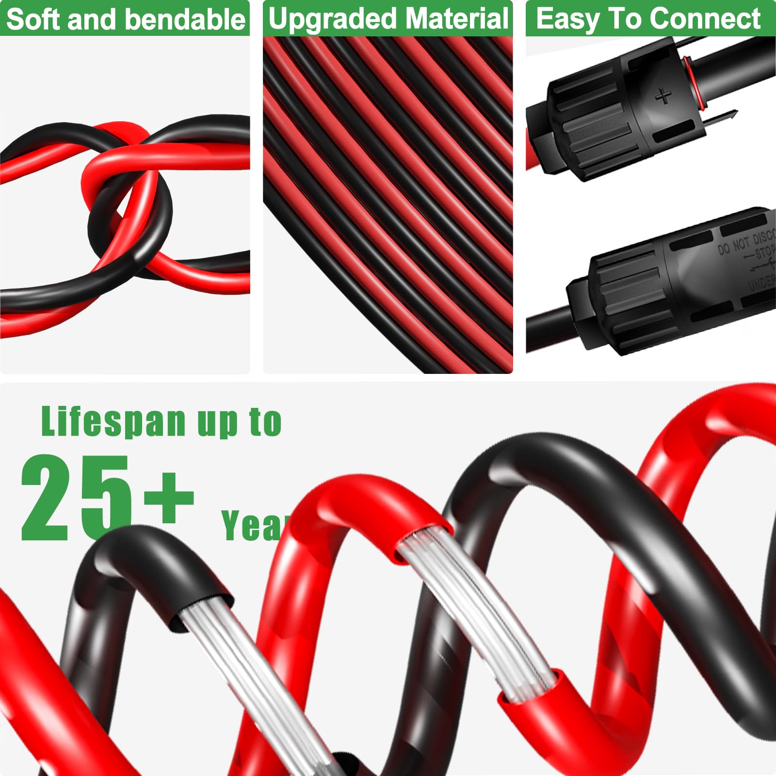 Feotech solar extension cable used on boats, weatherproof and rugged.