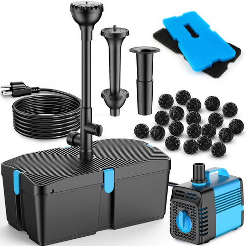FEOXSHAL pond filter unit with 820 GPH pump keeps pond water clear