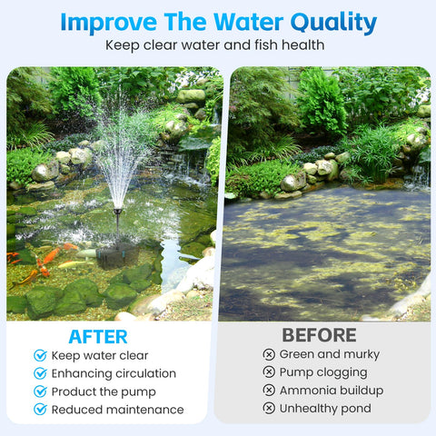 FEOXSHAL pond pump 820GPH delivers quiet, steady water flow